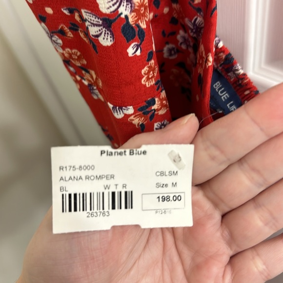 Blue Life Alana red floral tie neck jumpsuit Retail $200 NWT - Picture 6 of 6